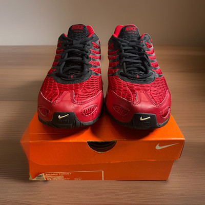 Nike Air Max Torch 4 Men's Low Top Lace-Up Mesh Cushioned Sneakers Red/Black