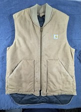 Vintage Carhartt VQ196 Brown Quilted Lined Vest 22-23 Inch P2P Long USA 1989