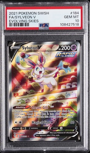 2021 POKEMON SWORD & SHIELD EVOLVING SKIES #184 FULL ART/SYLVEON V PSA 10