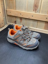 Merrell Boys Size 5 Gray Orange Hiking Shoes Bungee Hook Loop UK 4 EU 37