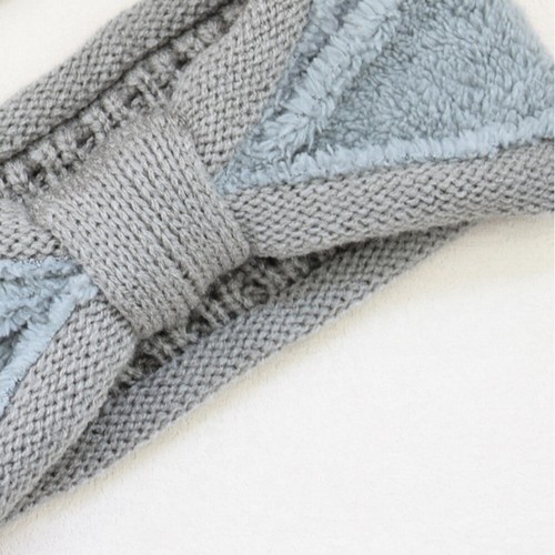 Women Plush Wool Knitting Elastic Hair Band Crochet Bow Turban Headwrap Solid US - Foto 6 di 25