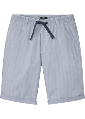 Chino-Bermuda mit Streifen Gr. 48 Hellindigo Weiß Herrenbermuda Sommer-Hose Neu*
