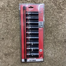 Milwaukee 49-66-7022 1/2 In Drive Impact Socket Set, Sae, 9 Pc. Pcs New