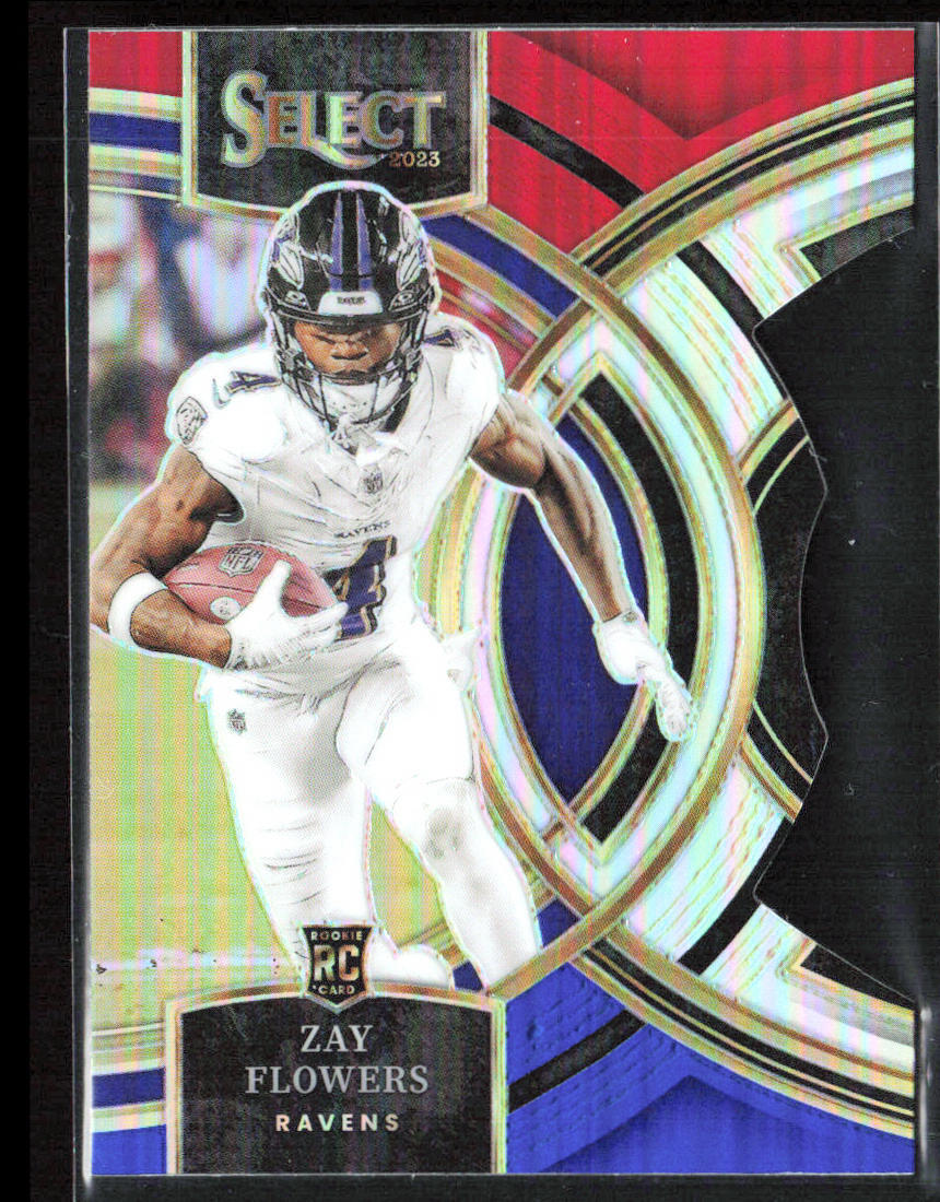 2023 Panini Select #157 Zay Flowers Red and Blue Prizms Die Cuts