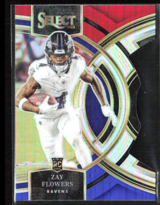 2023 Panini Select #157 Zay Flowers Red and Blue Prizms Die Cuts
