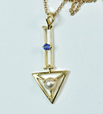 Vintage 1920s? 10k Gold  Pendant & matching  10k Chain
