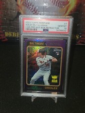 ADLEY RUTSCHMAN 2023 Topps Heritage Chrome #7 Purple Refractor Rookie RC PSA 10