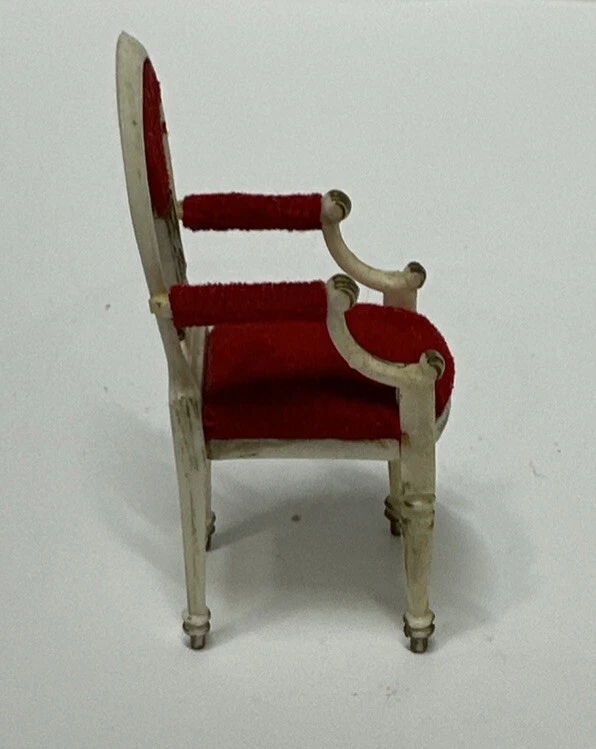 Dollhouse Red Velvet Chairs Plastic Miniature Vintage IDEAL *see Pics One Repair - Image 3 of 4