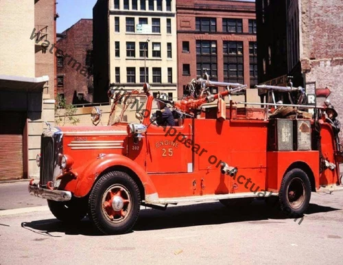 Mack L 1947 Boston MA Engine 25 Fire Truck Photograph Print 8.5x11"