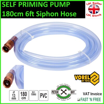 SELBSTANSAUGENDE PUMPE 180cm 6ft Jiggle Siphon Schlauch Flüssigwasser Heizöl Benzin