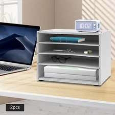 4 Tier Desktop File Holder Paper Organizer Letter Tray Office File Storage Rack