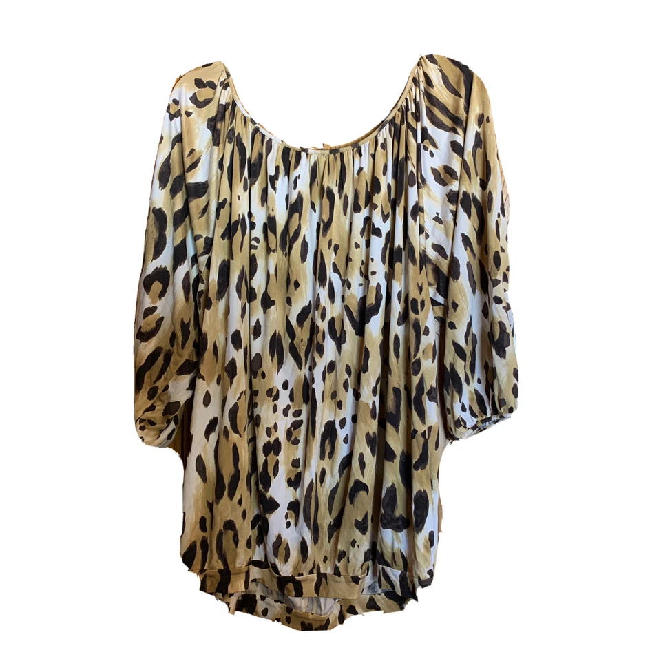 Blusa Anne Klein feminina de seda plus size 1X multicolorida estampa animal - Imagem 3 de 4