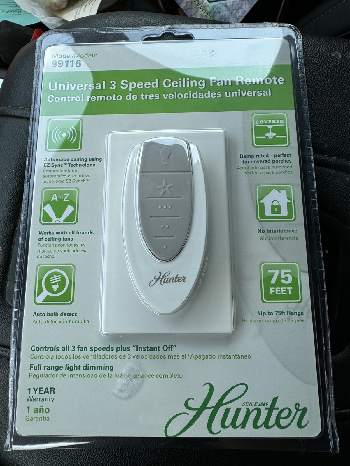 Hunter 99116 Universal 3 Speed Ceiling Fan and Lamp Light Dimmer Remote Control | eBay