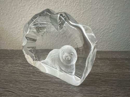 Mats Jonasson BABY SEAL on Iceberg Art Glass Paperweight SIGNED/NUMBERED Mint! - Picture 13 of 20