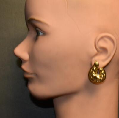 Vintage Signierte TRIFARI TM Goldfarbene Polierte SWIRL Form Clip-On Ohrringe