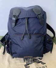 Burberry Unisex Technical Nylon Navy Rucksack Backpack Large Bag & Dust Bag 