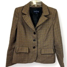 Evan Picone Suiting three button tweed jacket with front pockets size 6