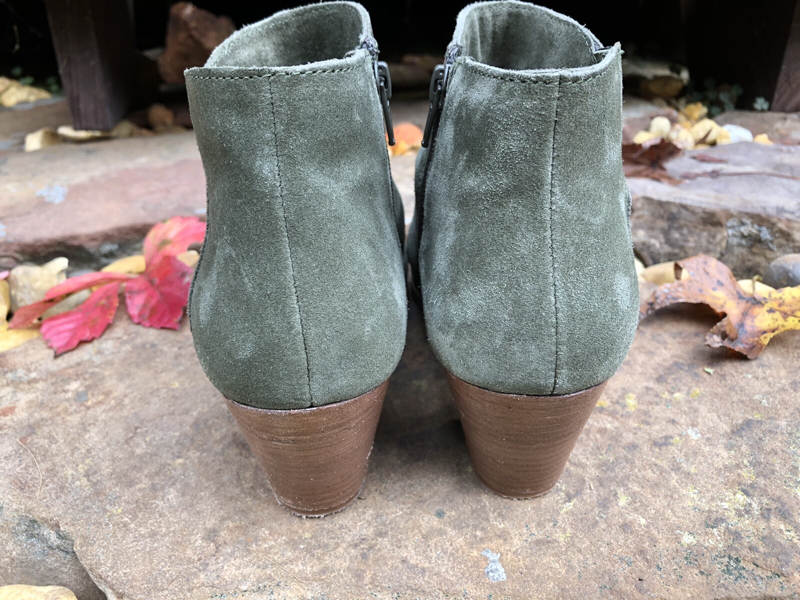Diba Leather Suede Western Ankle Boot Women's Sz 8.5 Green