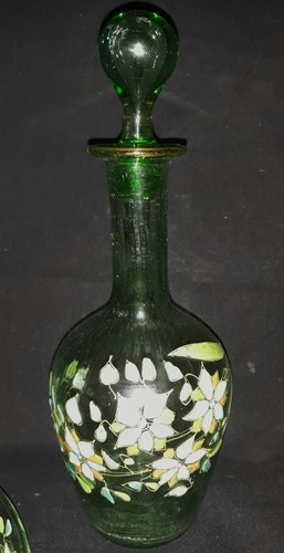 Legras Partie de service a liqueur composé d'un verre,carafe et cabochon et plat - Foto 3 di 15