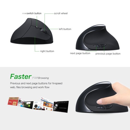 Optical Vertical Ergonomic Wired USB Mice 5 Button for PC Y8E1 - Picture 6 of 11