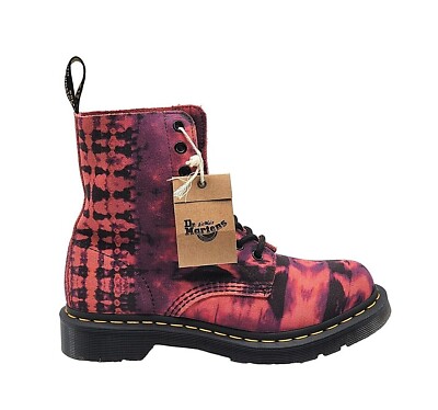Dr Martens 1460 Pascal Tie Dye Purple Aztec Leather Lace Up Combat Boots  Womens