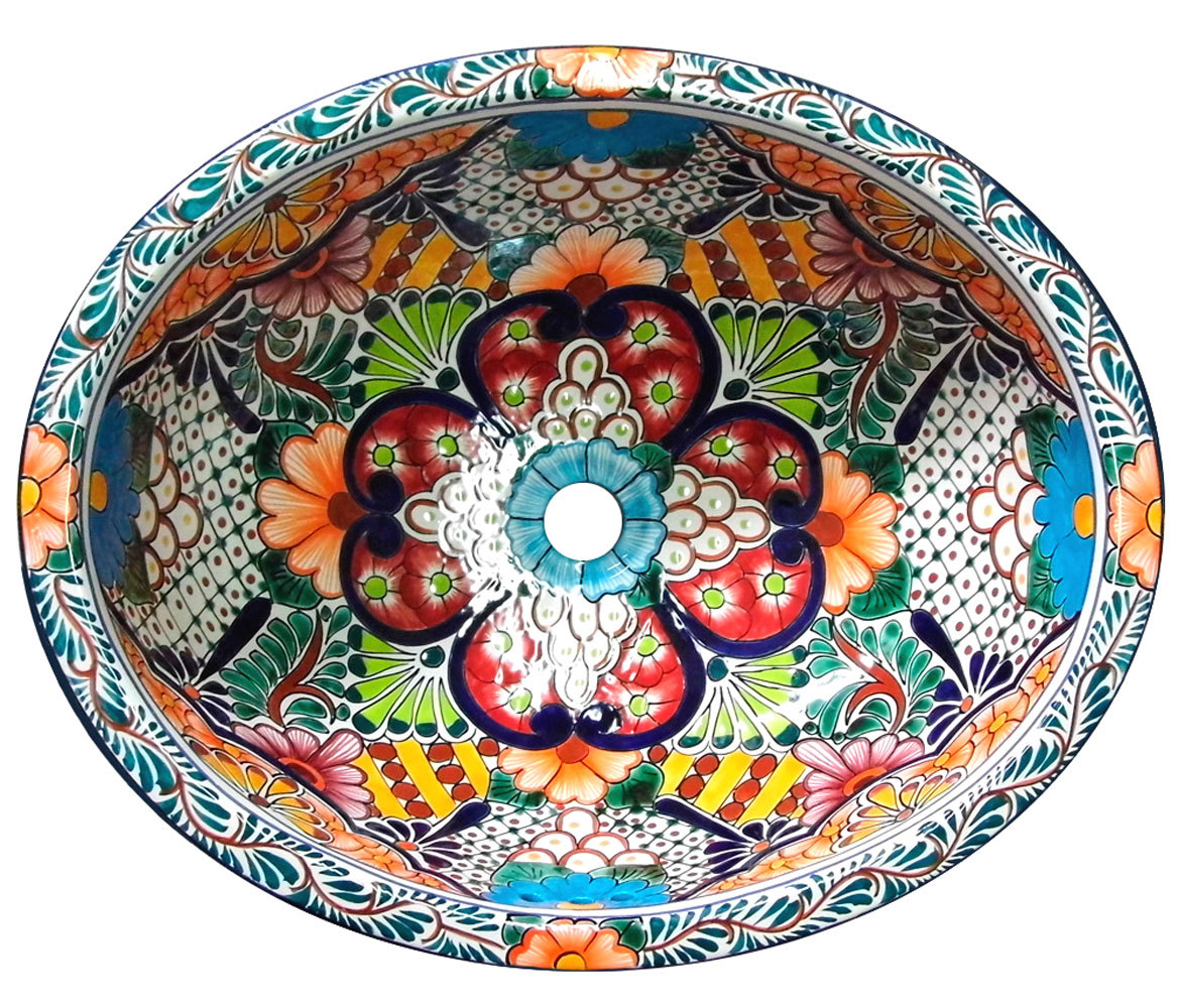 098) SMALL 16x11.5 MEXICAN BATHROOM SINK CERAMIC DROP IN UNDERMOUNT