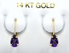 GENUINE 1.14 Cts AMETHYST DANGLING EARRINGS 14K GOLD -Free Certificate Appraisal