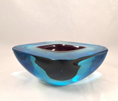Italian Murano Blue & Purple Amethyst GEODE Sommerso Venetian Glass Bowl - Picture 4 of 8
