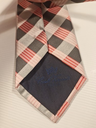 Carlo Visconti - Tartan Red and Grey Polyester Necktie Business Formal Tie - Picture 2 of 5