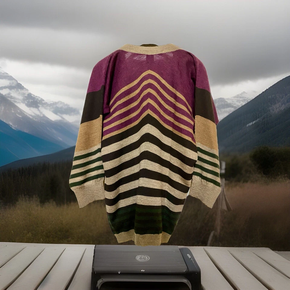 Suéter Usado Una Vez MARC JACOBS Rayas Polvoriento Marrón Melange Multi Lana Merino XS Foto 2 de 4