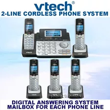 VTECH DS6151 DECT 6.0 2-LINE CORDLESS PHONE + 4 CORDLESS HANDSETS - NEW