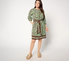 Studio Park x Amy Stran TALL Dress /Removable Belt - Green (Sz ST) a648606