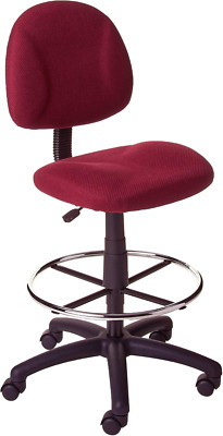 Burgundy Ergonomic Drafting Chair without Arms for Comfort & Style