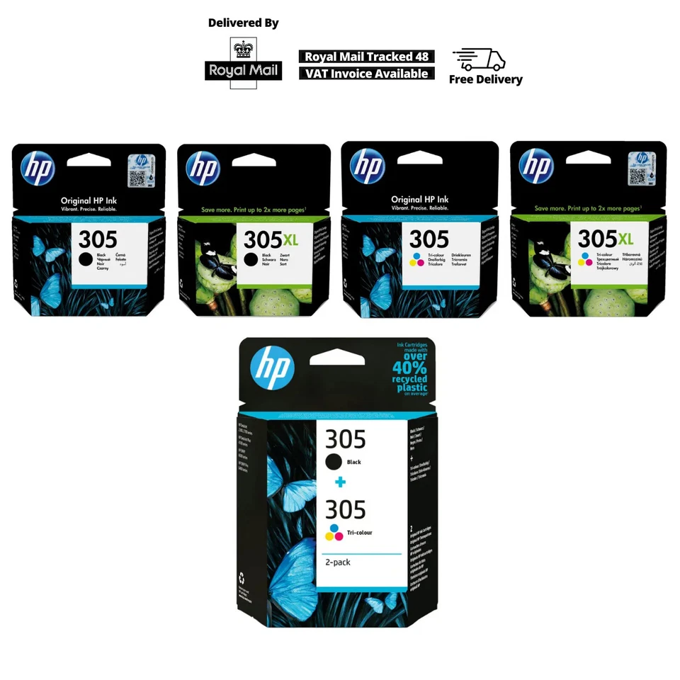 Lotto HP 305 / HP 305XL cartuccia inchiostro nero e a colori per Deskjet 2710e 2720e 2721e