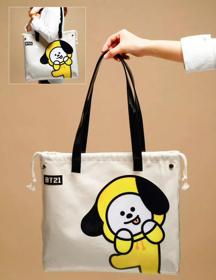 BTS BT21 Official License Bag Canvas Shoulder Tote Bag Purse Wallet for  Women