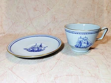 Spode Trade Winds Blue Cup and Saucer London Free Shipping