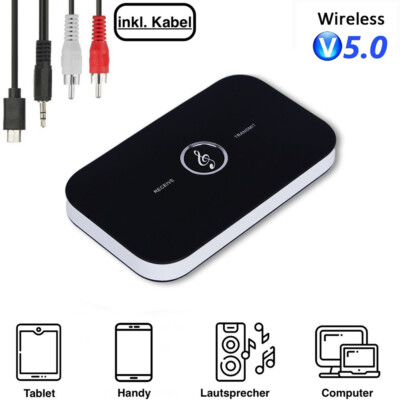 Bluetooth 5.0 Transmitter Empfänger Sender 2in1 Aux Audio Adapter TV Kopfhörer