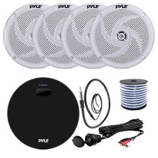 Pyle Marine Gauge Bluetooth Radio, 4x 5.25" Speakers, Wire, USB Adapter, Antenna