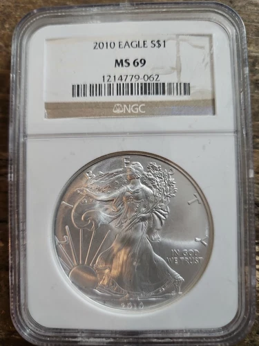 2010 $1 American Silver Eagle Dollar NGC MS69