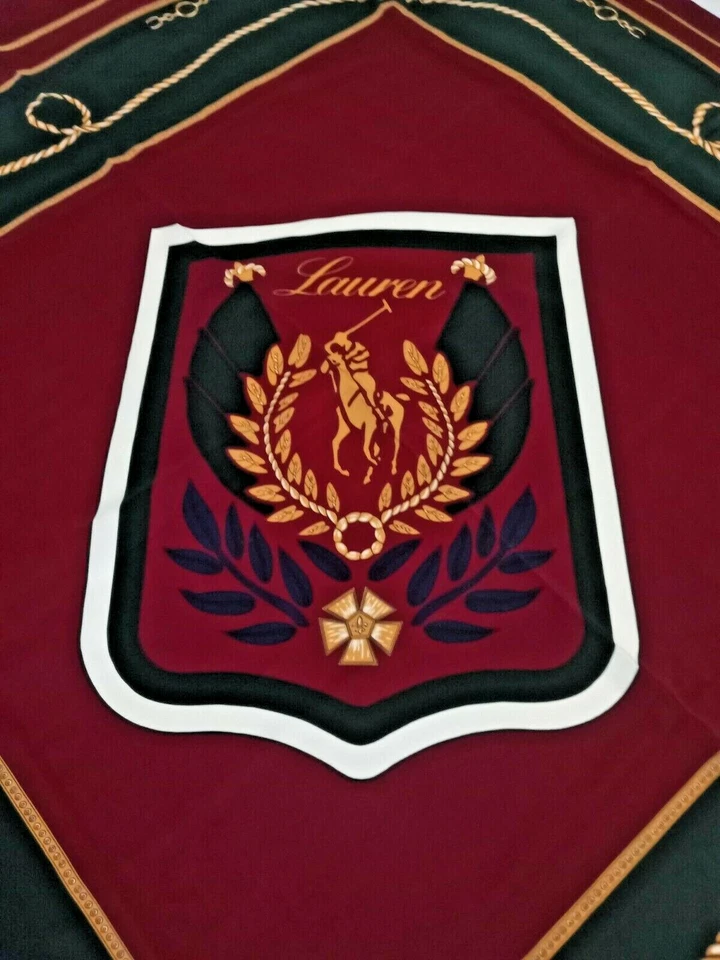 Vintage Rare LAUREN Uni Crest Scarf 46 1/2 x 46 1/2 Made in JAPAN - Image 2 of 4