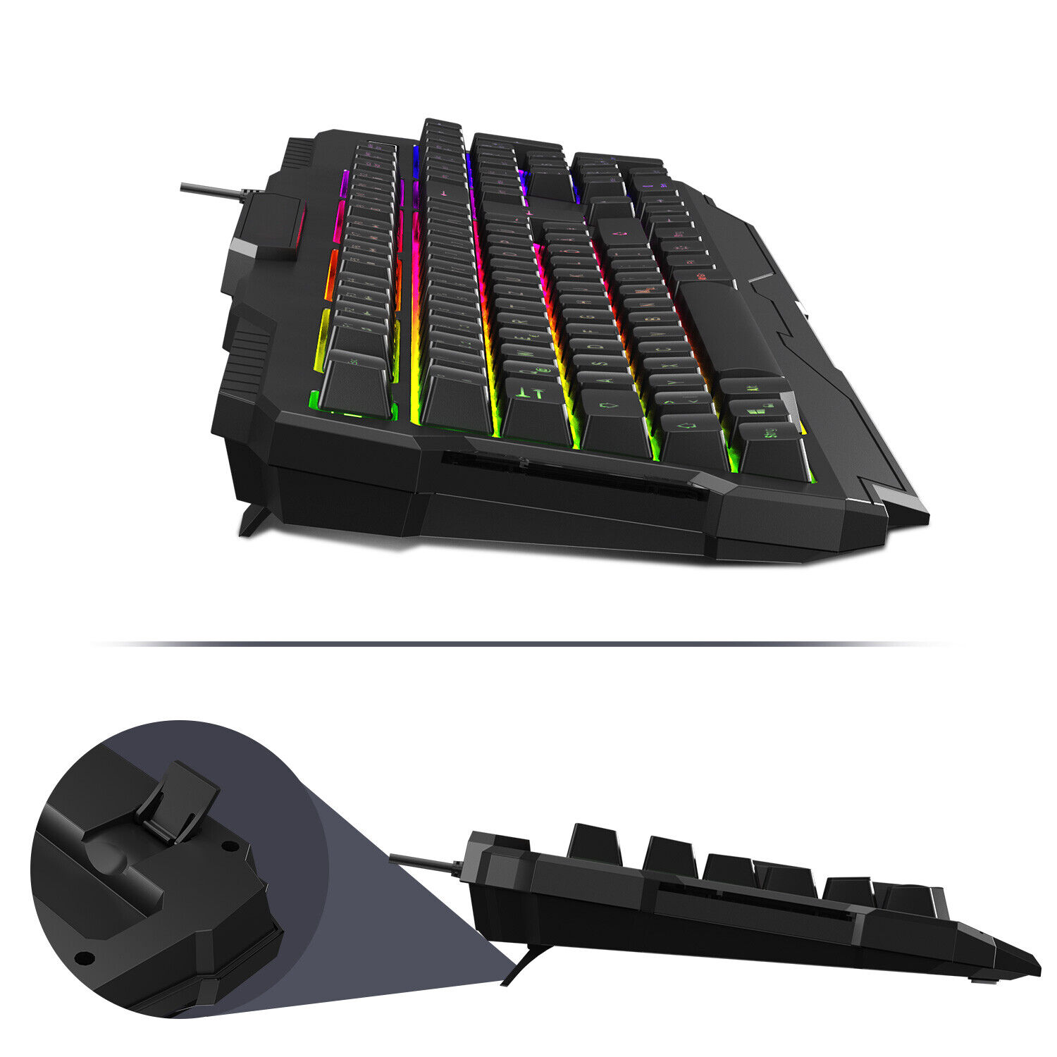 Kabelgebundene Gaming-Tastatur-Maus-Set DE Layout 105 Tasten Rainbow LED PC