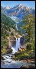 Waterfall in Mountains - DIY Chart Counted Cross Stitch Patterns Needlework DMC