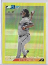2020 Bowman Heritage Chrome Prospects Sixto Sanchez Yellow Refractor #/75