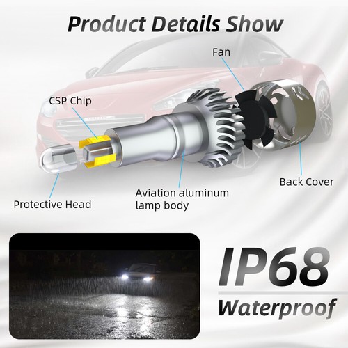2x110W H1 H7 H8 H9 H11 9005 9006 8 Side Canbus LED Headlight Bulbs 6000K 30000LM - Picture 10 of 19