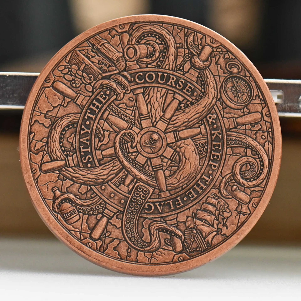 Moneda Pirata | Monedas Recordatorias EDC | Monedas Desafío Recuerdo Pulpo Calavera Foto 2 de 4