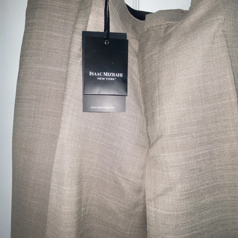 Pantalón de vestir Isaac Mizrahi para hombre calce ajustado con textura lisa, tostado talla 38 Foto 3 de 4