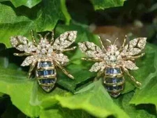 2Ct Round Cut Lab Created Diamond Honey Bee Stud Earrings 14K Yellow Gold Plated
