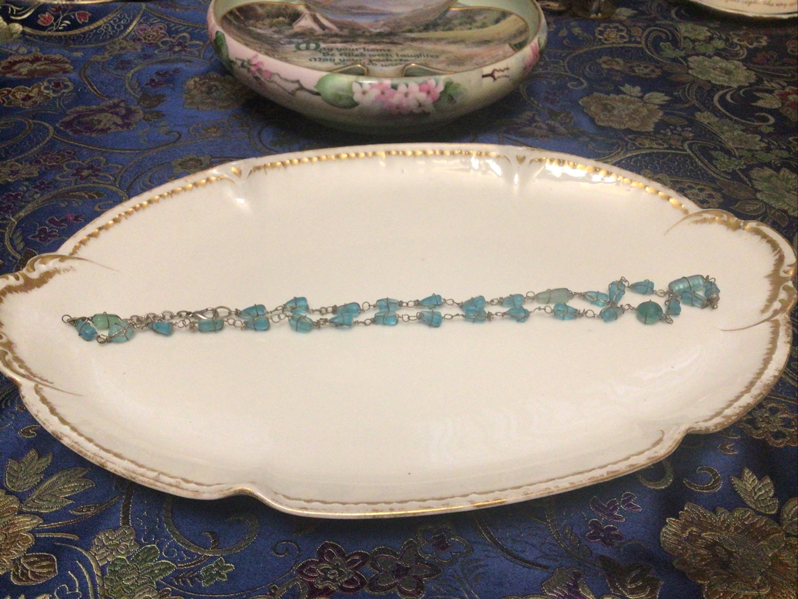 Statement beach multi Blue Beach Glass Beads 24” … - image 1