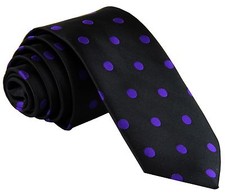 New Men's Polyester Woven 2.5" Skinny Slim Necktie Prom Polka Dots Black Purple