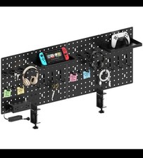 Set Desk Organizer and Storage Pegboard with Charging Station, Gaming Standin...